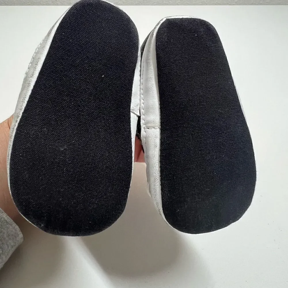 First Steps Toddler Baby High Tops Ankle Sneakers Soft Black Gray Size 9-12 m
